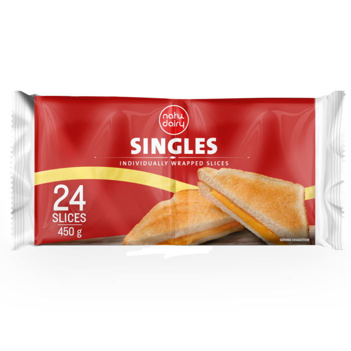 VEGETAL FAT PROCESSED CHEESE SLICES / SINGLES 24 SLICES, 450g